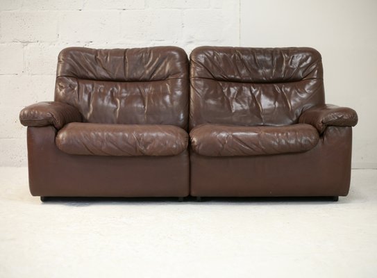 Chocolate Leather Sofa from De Sede, Switzerland, 1970s-MAO-1313291