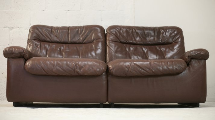 Chocolate Leather Sofa from De Sede, Switzerland, 1970s-MAO-1313291