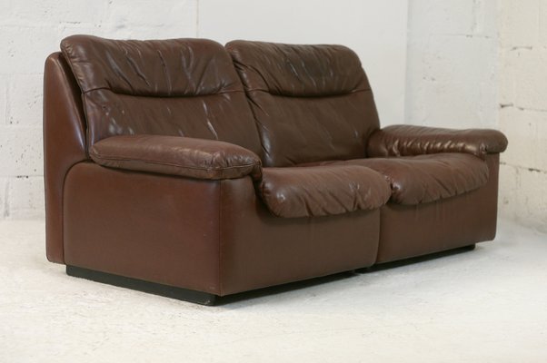 Chocolate Leather Sofa from De Sede, Switzerland, 1970s-MAO-1313291