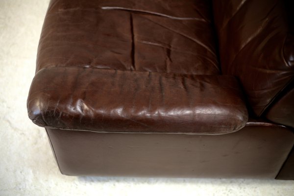 Chocolate Leather Sofa from De Sede, Switzerland, 1970s-MAO-1313291