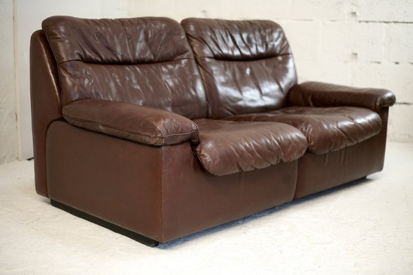 Chocolate Leather Sofa from De Sede, Switzerland, 1970s-MAO-1313291