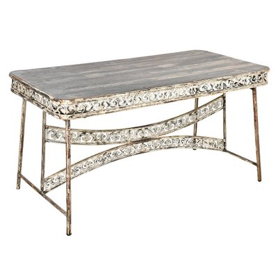 Chopped Metal Table with Wood Top-NQ-1823130