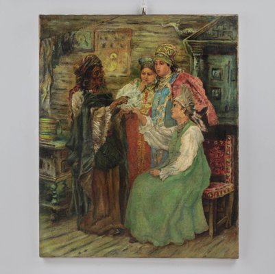 Christmas Divination Painting After Makovsky, Early 20th Century.-WMV-1127306