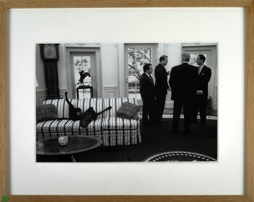 Christopher Morris, Buddy on Couch at the White House With Gore and Clinton, Film Photograph-KHH-1243937