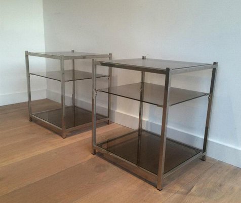 Chrome 3-Tier Side Tables, 1940s, Set of 2-BA-658614