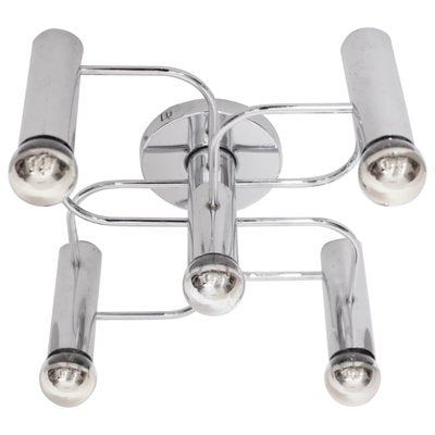 Chrome 5-Light Flush Mount Wall or Ceiling Lamp from Leola, 1970s-VLZ-705154