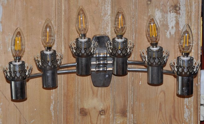 Chrome 6-Light Wall Sconce, 1960s-ROJ-875549