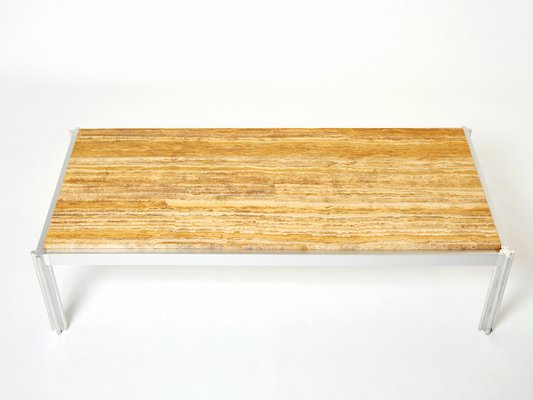 Chrome Aluminium & Yellow Travertine Coffee Table from George Ciancimino, 1975-YJA-1347978