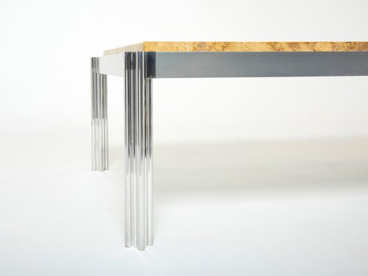 Chrome Aluminium & Yellow Travertine Coffee Table from George Ciancimino, 1975-YJA-1347978