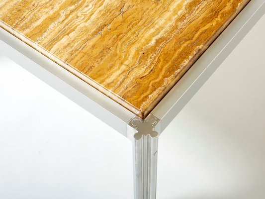 Chrome Aluminium & Yellow Travertine Coffee Table from George Ciancimino, 1975-YJA-1347978