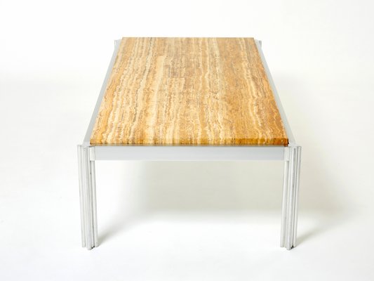 Chrome Aluminium & Yellow Travertine Coffee Table from George Ciancimino, 1975-YJA-1347978