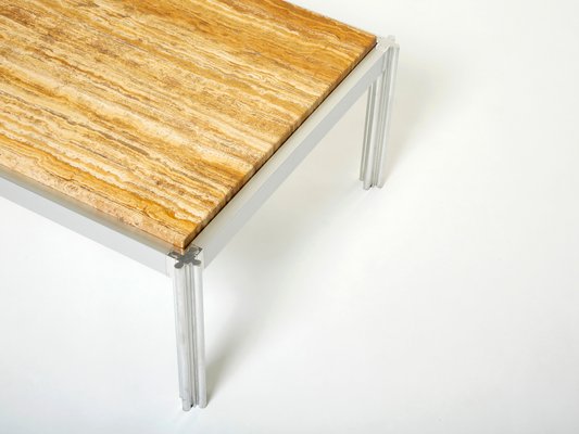 Chrome Aluminium & Yellow Travertine Coffee Table from George Ciancimino, 1975-YJA-1347978