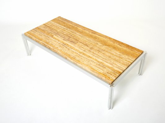 Chrome Aluminium & Yellow Travertine Coffee Table from George Ciancimino, 1975-YJA-1347978