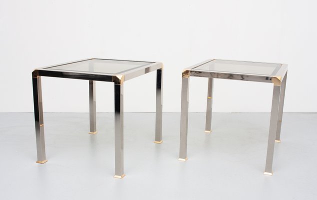 Chrome and Brass Side Tables, 1970s, Set of 2-GCG-963309