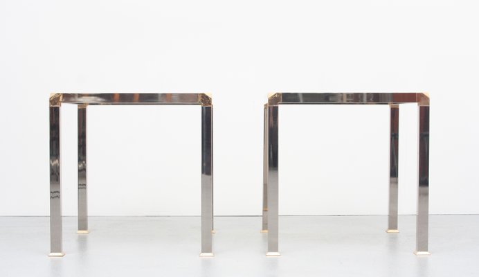 Chrome and Brass Side Tables, 1970s, Set of 2-GCG-963309