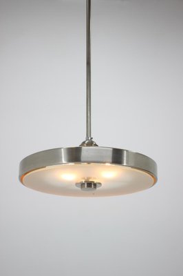 Chrome and Glass Bauhaus Pendant Lamp, 1930s-TZ-983693