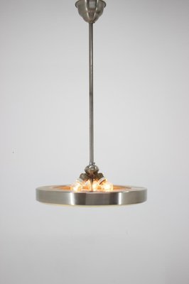 Chrome and Glass Bauhaus Pendant Lamp, 1930s-TZ-983693