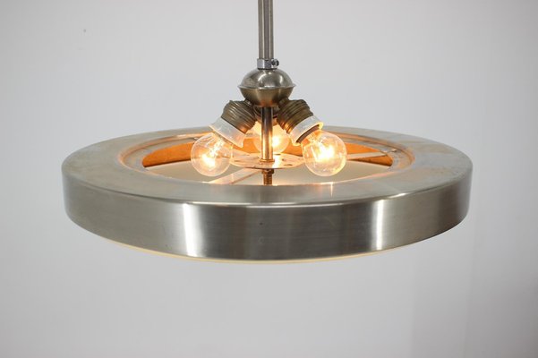 Chrome and Glass Bauhaus Pendant Lamp, 1930s-TZ-983693