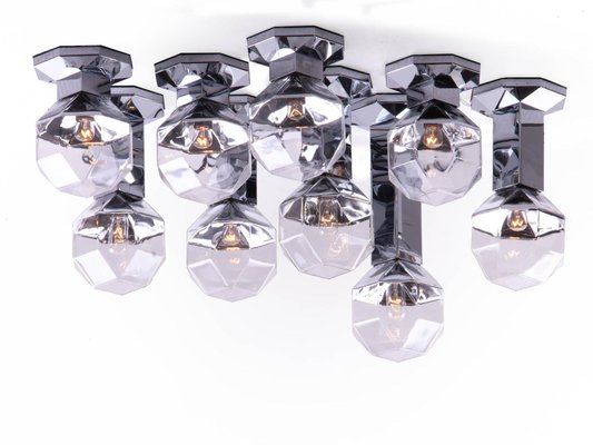 Chrome and Glass Ceiling Lamps by Motoko Ishii for Staff, 1970s, Set of 9-DEK-548124