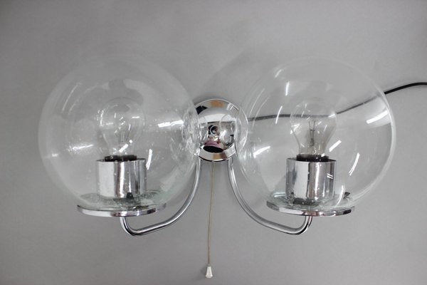 Chrome and Glass Wall Lamp, Czechoslovakia, 1970s-TZ-1394191