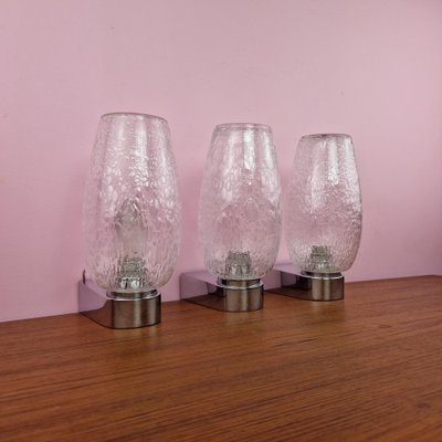 Chrome and Glass Wall Lamps from Keuco, 1970s, Set of 3-ZPB-1750342