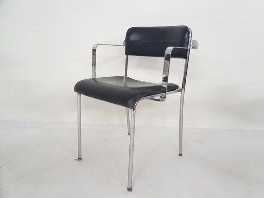 Chrome and Leather Dining Chairs by Aryform, Sweden, 1970s, Set of 5-ZO-1335020