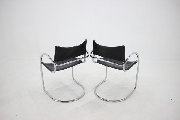 Chrome and Leather Tubular Chairs, Czechoslovakia, 1970s, Set of 4-TZ-900507