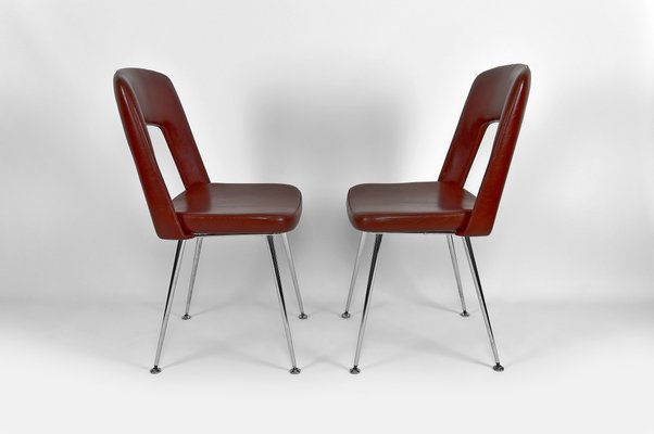 Chrome and Leatherette Conference Chairs, 1960s, Set of 2-XNH-1174840