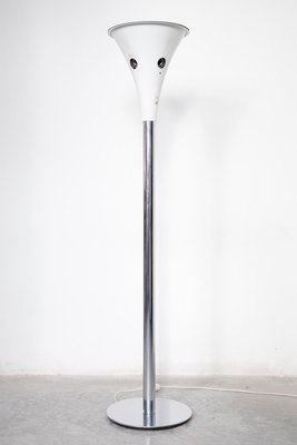 Chrome and Linen Floor Lamp from Staff Leuchten, Germany-KL-844362