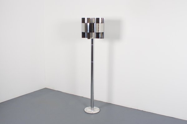 Chrome and Marble Floor Lamp attributed to Pierre Cardin, 1970s-QT-1263361