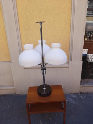 Chrome and Opaline Glass Model LTA3B 3-Light Table Lamp by Ignazio Gardella for Azucena, 2000s-OHK-708324