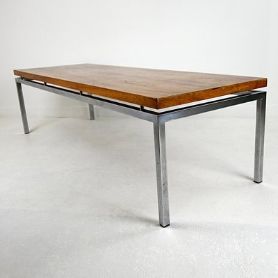 Chrome and Teak Coffee Table, 1950s-RY-553845