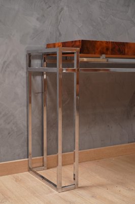 Chrome and Wood Console Table from Aldo Tura, 1970s-UH-1750133