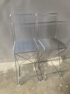 Chrome Bar Stools by Till Behrens for Shulbach, 1980s, Set of 2-QVY-1812775