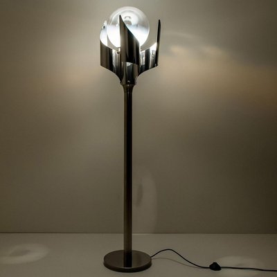 Chrome Blown Glass Floor Lamp from Reggiani, Italy, 1970-VDW-885974