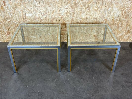 Chrome & Brass Coffee Side Table, 1960s, Set of 2-EJL-1140261