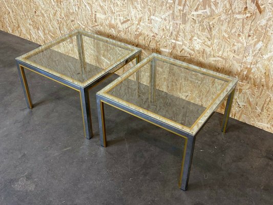 Chrome & Brass Coffee Side Table, 1960s, Set of 2-EJL-1140261