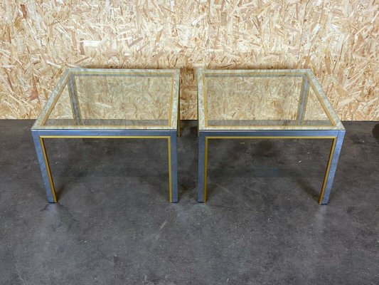 Chrome & Brass Coffee Side Table, 1960s, Set of 2-EJL-1140261