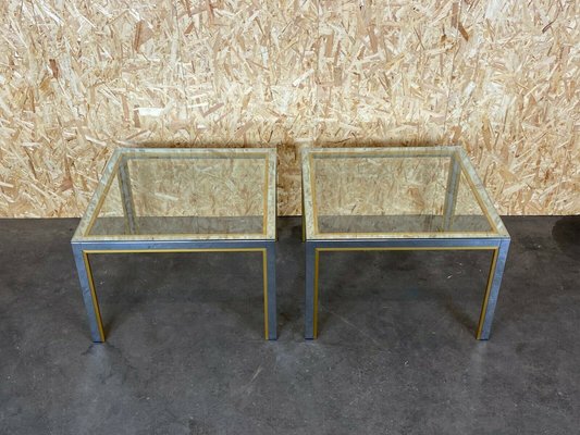 Chrome & Brass Coffee Side Table, 1960s, Set of 2-EJL-1140261