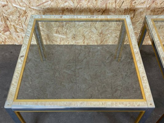 Chrome & Brass Coffee Side Table, 1960s, Set of 2-EJL-1140261