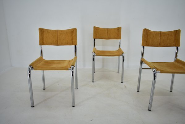 Chrome Dining Chairs attributed to Viliam Chlebo, Czechoslovakia, 1980s, Set of 4-TZ-1448515