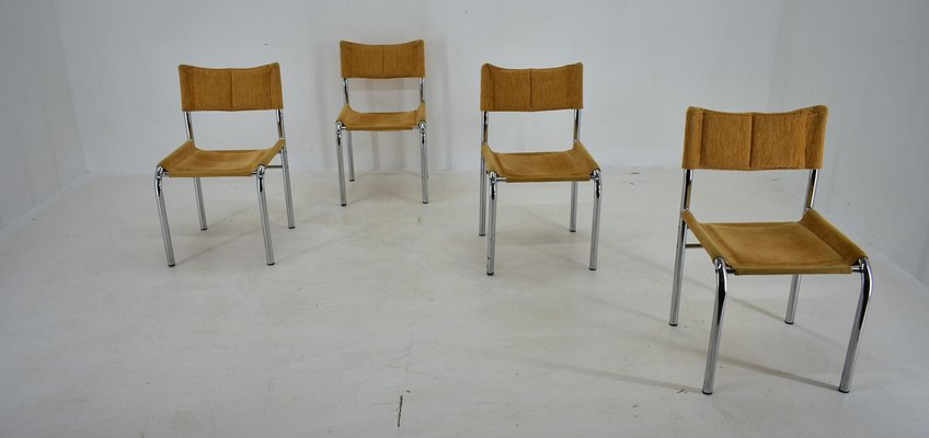 Chrome Dining Chairs attributed to Viliam Chlebo, Czechoslovakia, 1980s, Set of 4-TZ-1448515