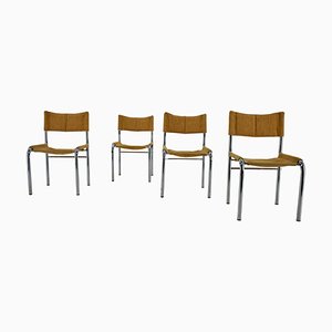 Chrome Dining Chairs attributed to Viliam Chlebo, Czechoslovakia, 1980s, Set of 4-TZ-1448515