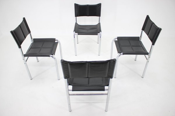 Chrome Dining Chairs by Viliam Chlebo, Czechoslovakia, 1980s, Set of 4-TZ-926035