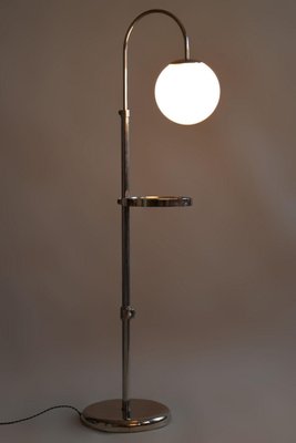 Chrome Floor Lamp in Steel & Milk Glass, 1930s-WHY-1734484