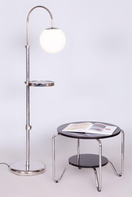 Chrome Floor Lamp in Steel & Milk Glass, 1930s-WHY-1734484