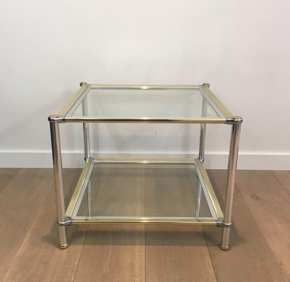 Chrome, Gilt and Silvered Metal Side Tables, France, 1970s, Set of 2-BA-658511