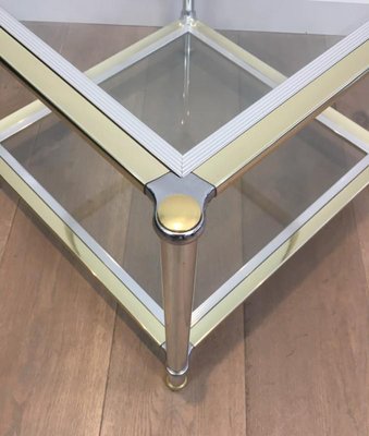 Chrome, Gilt and Silvered Metal Side Tables, France, 1970s, Set of 2-BA-658511