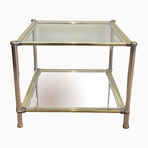 Chrome, Gilt and Silvered Metal Side Tables, France, 1970s, Set of 2-BA-658511