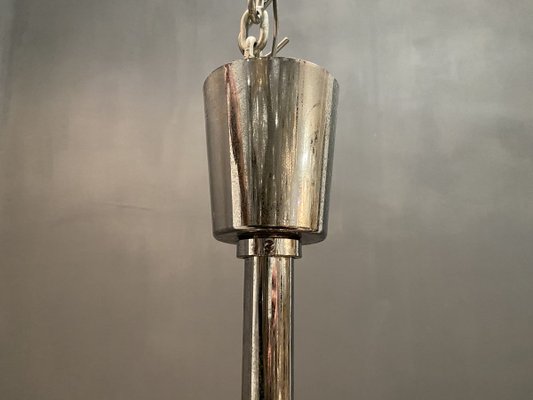 Chrome & Glass Chandelier, 1970s-JJC-779996